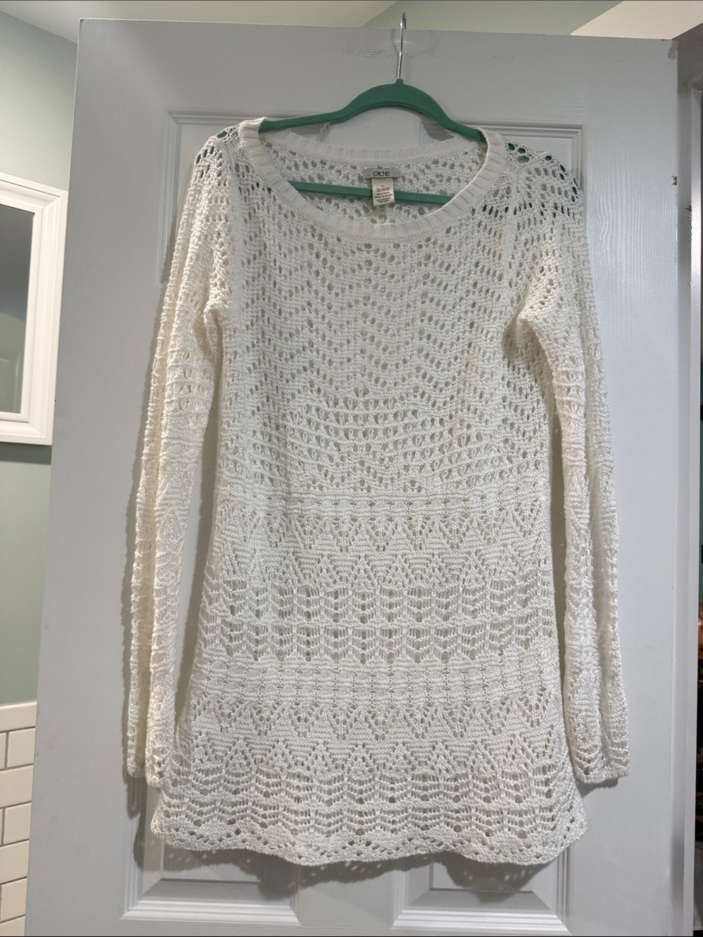 Cache Ivory Crochet Openwork Long-Sleeve Tunic - Picture 2 of 9